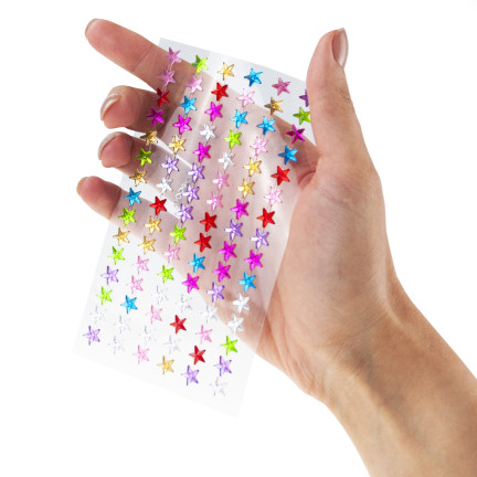 Naklejki gwiazdki, samoprzylepne kryształki, mix kolorów, na blistrze, zestaw kreatywny