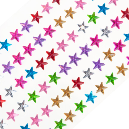 Naklejki gwiazdki, samoprzylepne kryształki, mix kolorów, na blistrze, zestaw kreatywny
