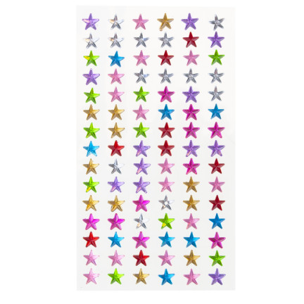 Naklejki gwiazdki, samoprzylepne kryształki, mix kolorów, na blistrze, zestaw kreatywny
