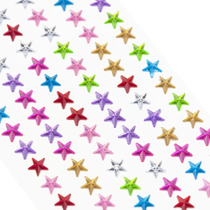 Naklejki gwiazdki, samoprzylepne kryształki, mix kolorów, na blistrze, zestaw kreatywny