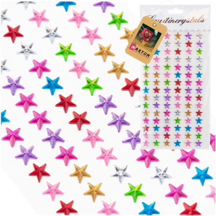 Naklejki gwiazdki, samoprzylepne kryształki, mix kolorów, na blistrze, zestaw kreatywny