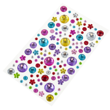 Kryształki samoprzylepne, naklejki diamenciki, mix wzorów, mix kolorów, zestaw 120szt.