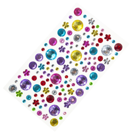 Kryształki samoprzylepne, naklejki diamenciki, mix wzorów, mix kolorów, zestaw 120szt.