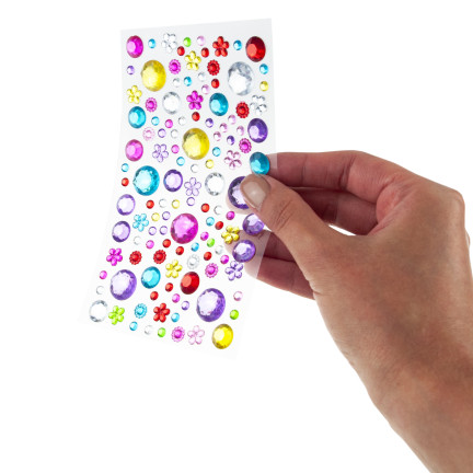 Kryształki samoprzylepne, naklejki diamenciki, mix wzorów, mix kolorów, zestaw 120szt.