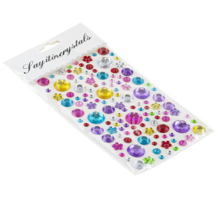 Kryształki samoprzylepne, naklejki diamenciki, mix wzorów, mix kolorów, zestaw 120szt.