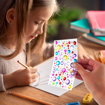 Kryształki samoprzylepne, naklejki diamenciki, mix wzorów, mix kolorów, zestaw 120szt.