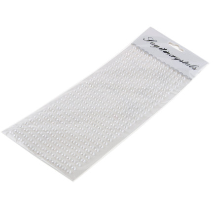 Perełki samoprzylepne, naklejki kryształki, perłowe, na blistrze, 6mm, zestaw 400szt.