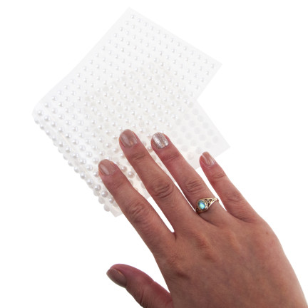 Perełki samoprzylepne, naklejki kryształki, perłowe, na blistrze, 6mm, zestaw 400szt.