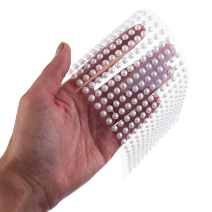 Perełki samoprzylepne, naklejki kryształki, perłowe, na blistrze, 6mm, zestaw 400szt.