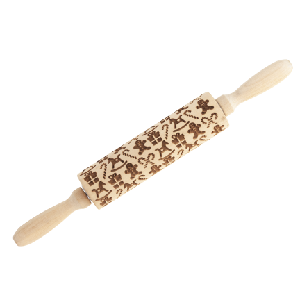 TG81336 WAŁEK DREWNIANY DO CIASTA OZDOBNE WYTŁOCZENIA ŚWIĄTECZNE 