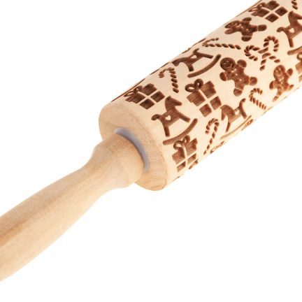 TG81336 WAŁEK DREWNIANY DO CIASTA OZDOBNE WYTŁOCZENIA ŚWIĄTECZNE 