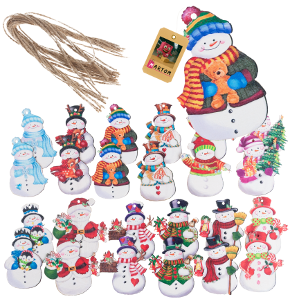 TG81338 BAŁWANKI ZAWIESZKI DREWNIANE BOMBKI OZDOBY ŚWIĄTECZNE na CHOINKĘ