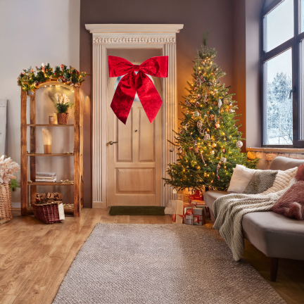 TG79008 WIELKA  KOKARDA KOKARDKA CZERWONA WELUROWA DRZWI PREZENT