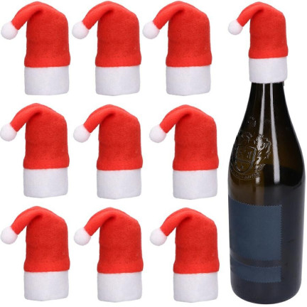 C47418 CZAPECZKA MIKOŁAJA 10SZT POKROWIEC SZTUĆCE BUTELKĘ