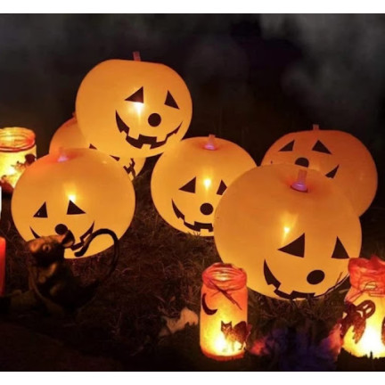 TG74159 BALONY HALLOWEEN LED 5SZT DYNIE ŚWIECĄCE DEKORACJE POMARAŃCZOWE