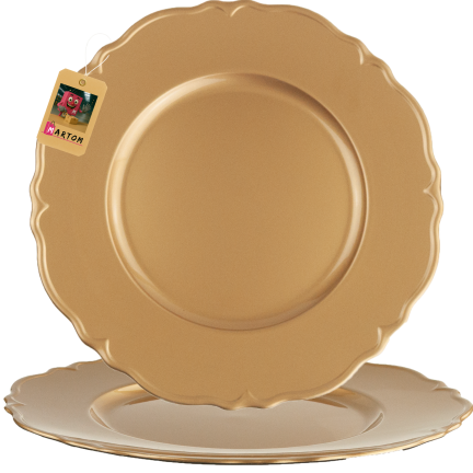 VEN8571 PODTALERZ ZŁOTY TALERZ ŚWIĘTA WESELE ZASTAWA 33X33X2CM