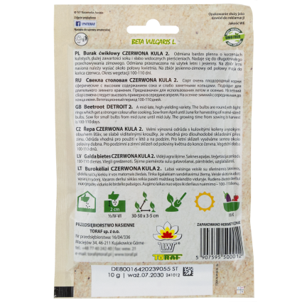 W0012 BURAK ĆWIKŁOWY CZERWONA KULA 2 10G NASIONA BURAKA CZERWONEGO