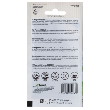 W1093 KOPER NASIONA KOPRU OGRODOWY KREZUS WCZESNY DO KISZENIA 5G