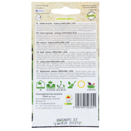 W1212 SAŁATA KRUCHA LODOWA KRÓLOWA LATA WCZESNA NASIONA SAŁATY WARZYW 1G