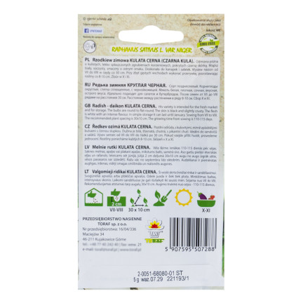 W7288 RZODKIEW CZARNA KULATA CERNA 5G NASIONA RZODKWI