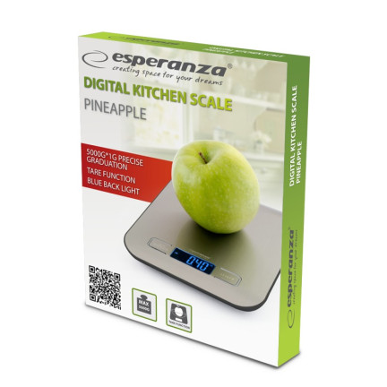 EKS001 WAGA KUCHENNA ELEKTRONICZNA PŁASKA LCD SREBRNA ESPERANZA