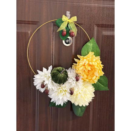 Obręcz koło dekoracyjne, metalowe, złote, baza do stroików, 30cm