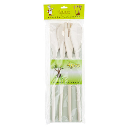 WUI0201 ZESTAW PRZYBORÓW KUCHENNYCH DREWNIANE DO KUCHNI ŁYŻKA SZPATUŁKI 4 EL