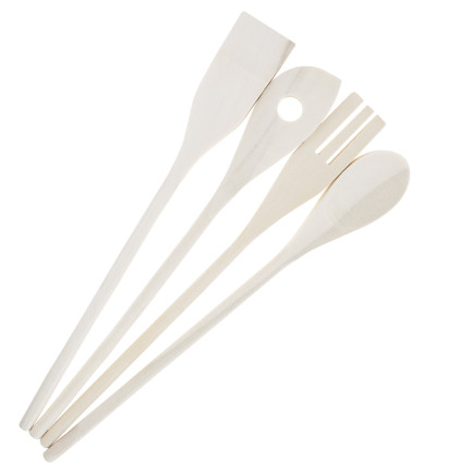 WUI0201 ZESTAW PRZYBORÓW KUCHENNYCH DREWNIANE DO KUCHNI ŁYŻKA SZPATUŁKI 4 EL