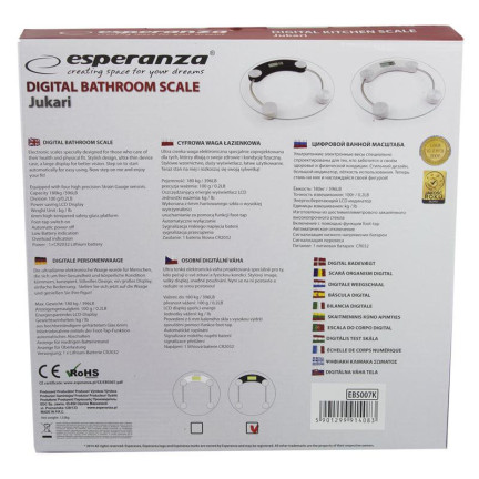 ES164C JUKARI CYFROWA WAGA ŁAZIENKOWA SZKLANA CZARNA