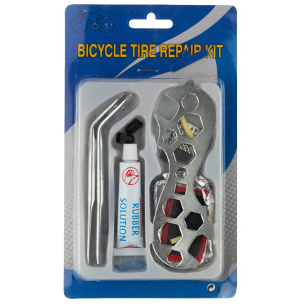 WW69 ZESTAW NAPRAWCZY DĘTKI ROWEROWEJ DO ROWERÓW KLUCZ ŁATKI KLEJ WIELORAZOWY