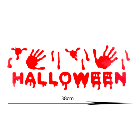 Krwawy baner, napis na szybę, żelowy, czerwony, dekoracja Halloween, 38 cm x 15 cm