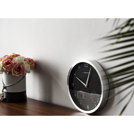 EHC008K ZEGAR ŚCIENNY CZARNY WILHOTNOŚCIOMIERZ TERMOMETR 3W1 ESPERANZA EHC008K