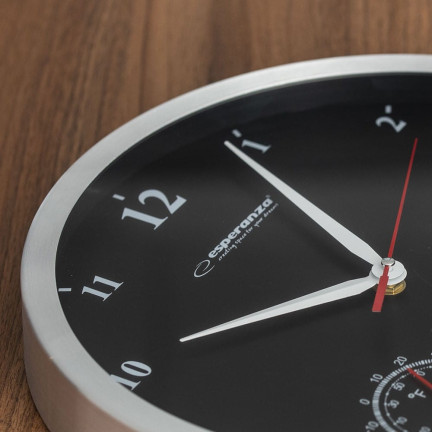 EHC008K ZEGAR ŚCIENNY CZARNY WILHOTNOŚCIOMIERZ TERMOMETR 3W1 ESPERANZA EHC008K