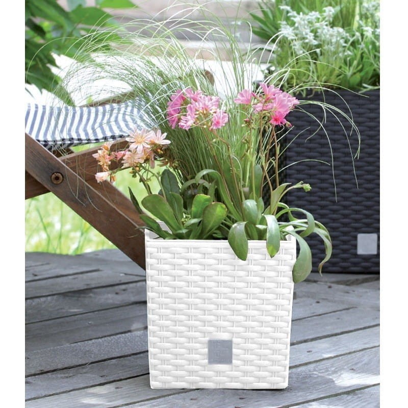 DRTS170L-S449 DONICZKA OSŁONKA RATTANOWA BIAŁA DO KWIATÓW OGRODU RATO LOW