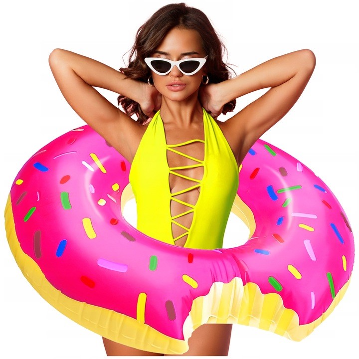 TG48122R KOŁO DMUCHANE PLAŻOWE PĄCZEK DONUT RÓŻOWE