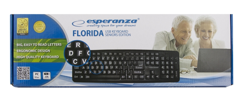 EK129 ESPERANZA KLAWIATURA PRZEWODOWA STANDARDOWA Z DUŻYM NADRUKIEM USB FLORIDA zdjęcie 4