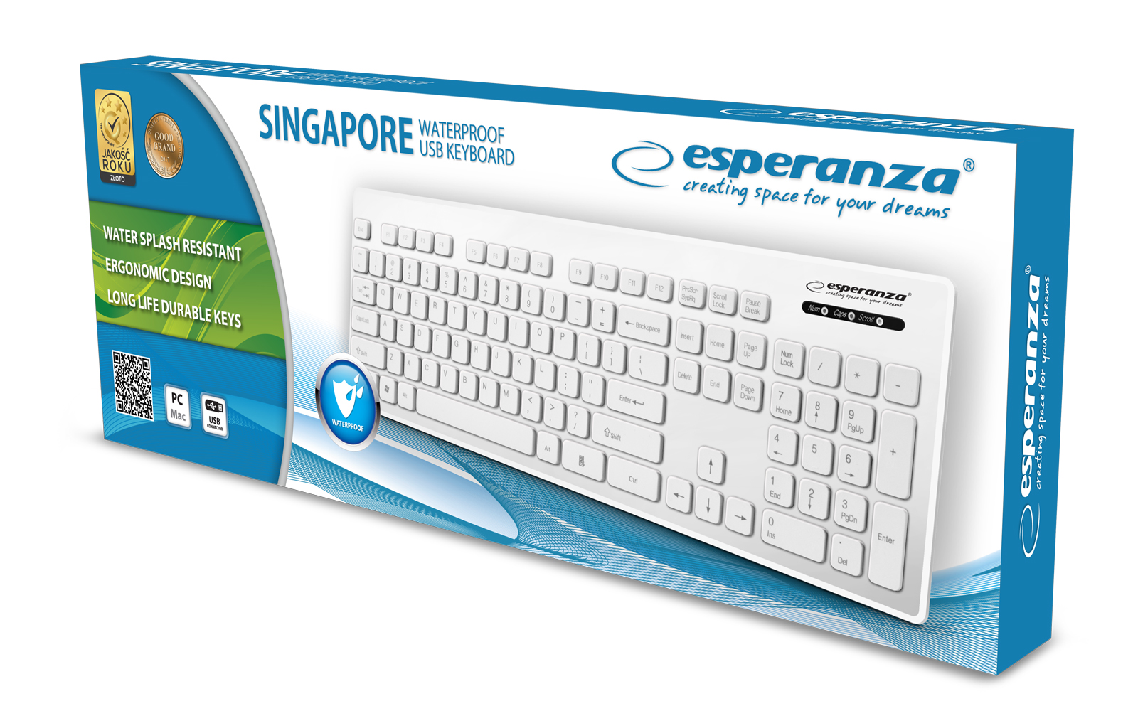 ES52B KLAWIATURA PRZEWODOWA USB SINGAPORE BIAŁA ESPERANZA zdjęcie 2