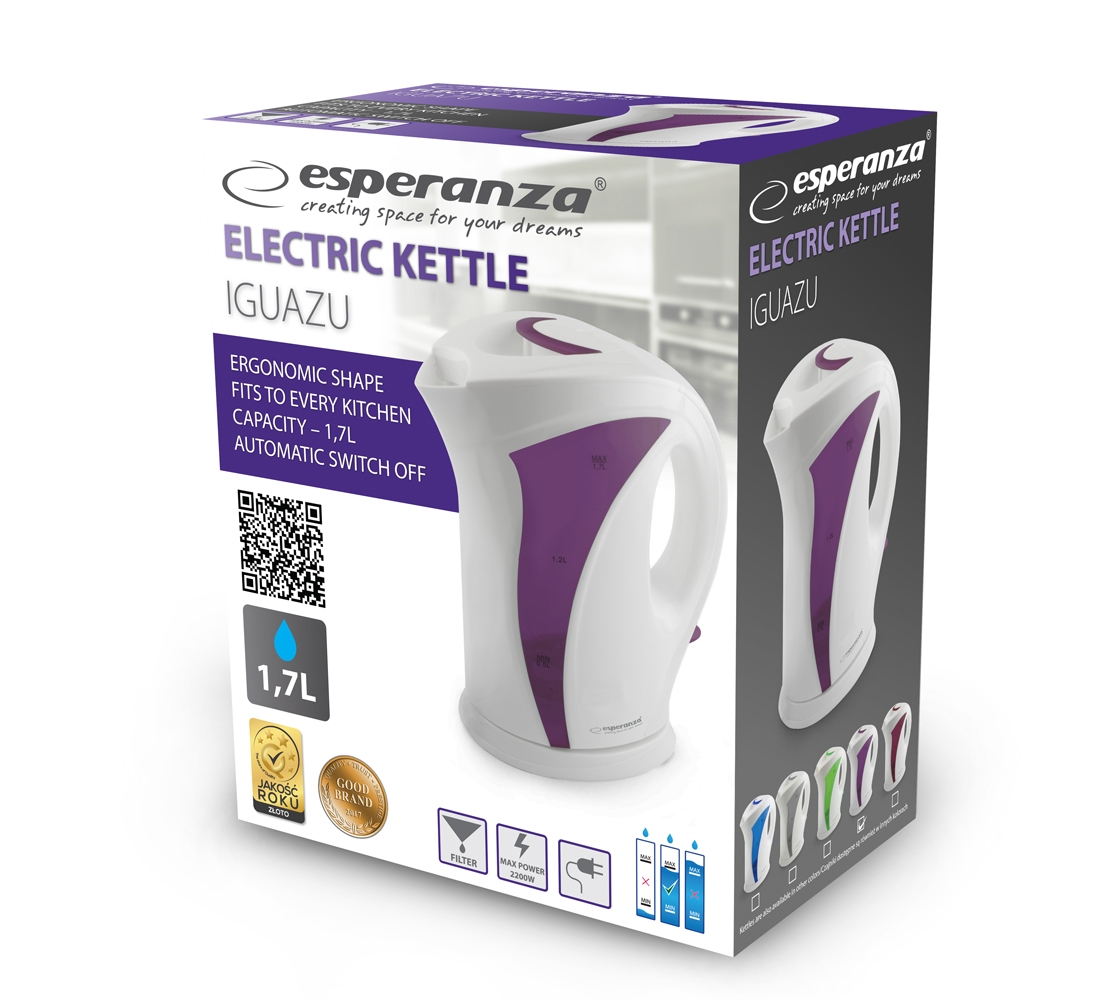 EKK018V CZAJNIK ELEKTRYCZNY IGUAZU 1.7 L BIAŁO-FIOLETOWY