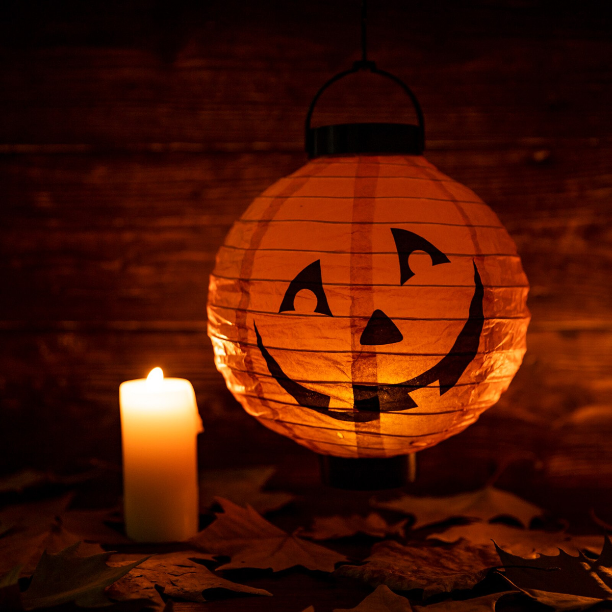 HL25 LAMPION DYNIA ŚWIECĄCY LED HALLOWEEN PAPIEROWY WISZĄCY