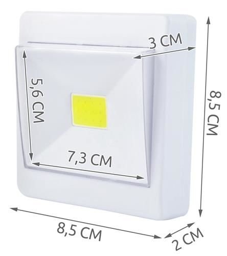 J2207 LAMPKA WŁĄCZNIK LED COB 3W NA BATERIE + MAGNES