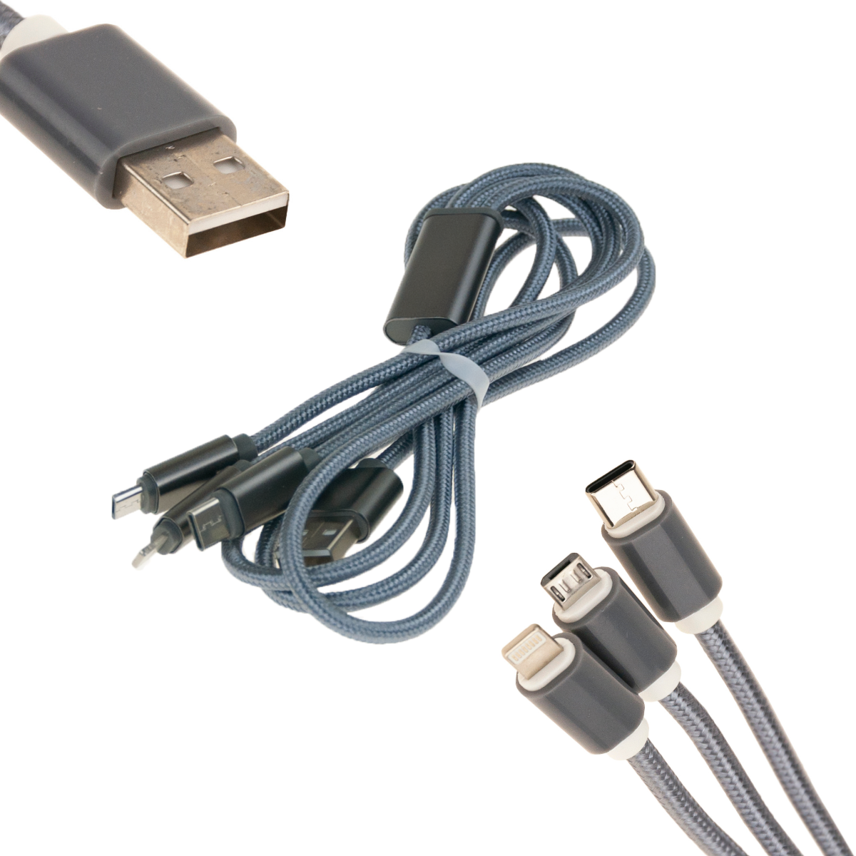 AF10 KABEL ŁADOWARKA 3w1 IPHONE MICRO USB TYP-C zdjęcie 1