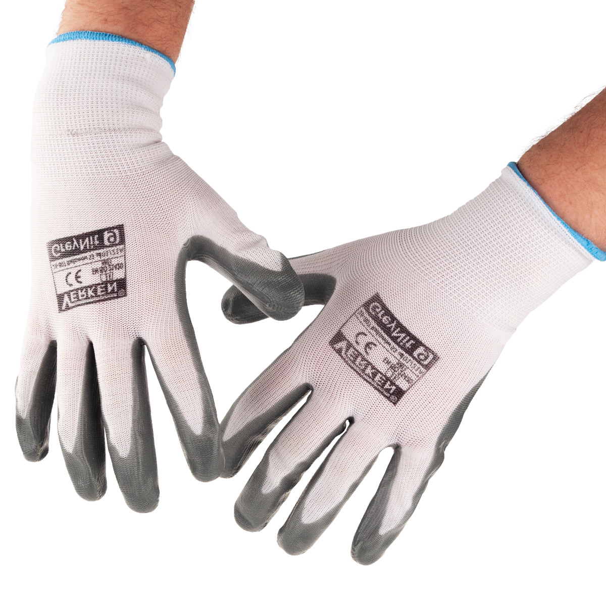 R445 RĘKAWICE ROBOCZE OCHRONNE NITRYLOWE RĘKAWICZKI SZARE ROZMIAR 9 L