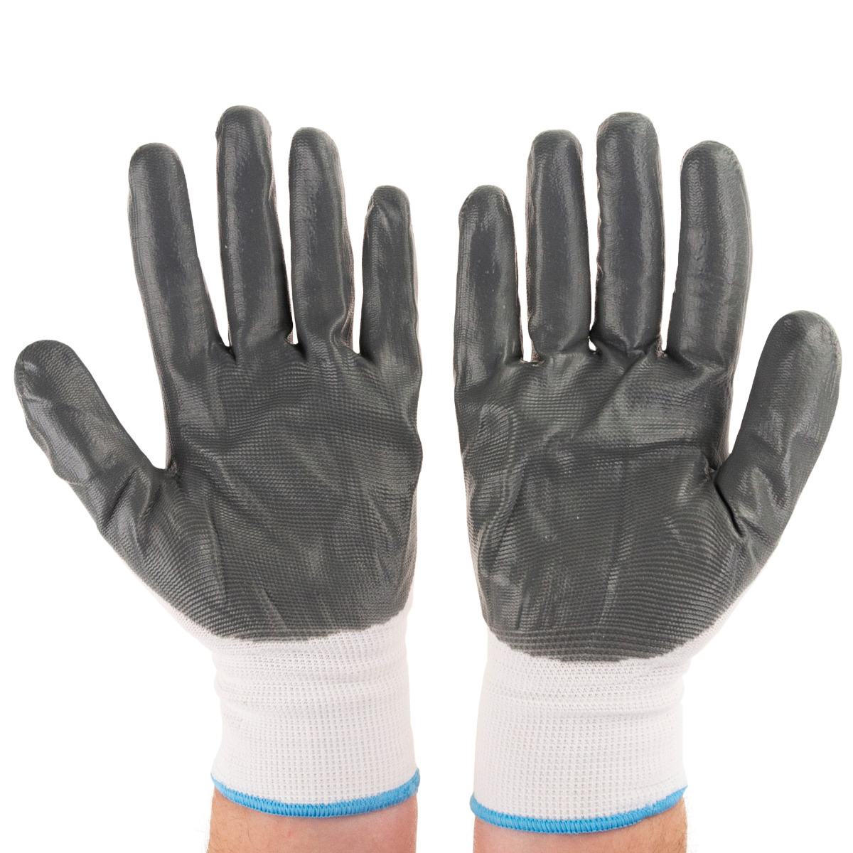 R445 RĘKAWICE ROBOCZE OCHRONNE NITRYLOWE RĘKAWICZKI SZARE ROZMIAR 9 L