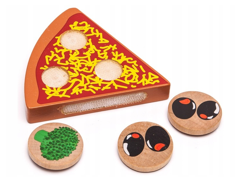 TG50033 DREWNIANA PIZZA DO KROJENIA UKŁADANKA NA RZEP RZEPY AKCESORIA NÓŻ