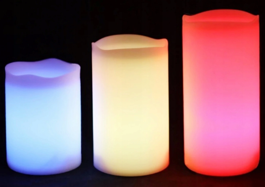 OO68 ŚWIECZKI ŚWIECE LED NA PILOTA 3 SZT ZESTAW RGB