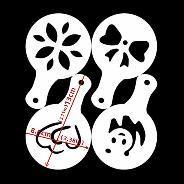 TG66809 SZABLONY DO DEKORACJI KAWY CIAST DESERÓW 16SZT LATTE CAPPUCCINO