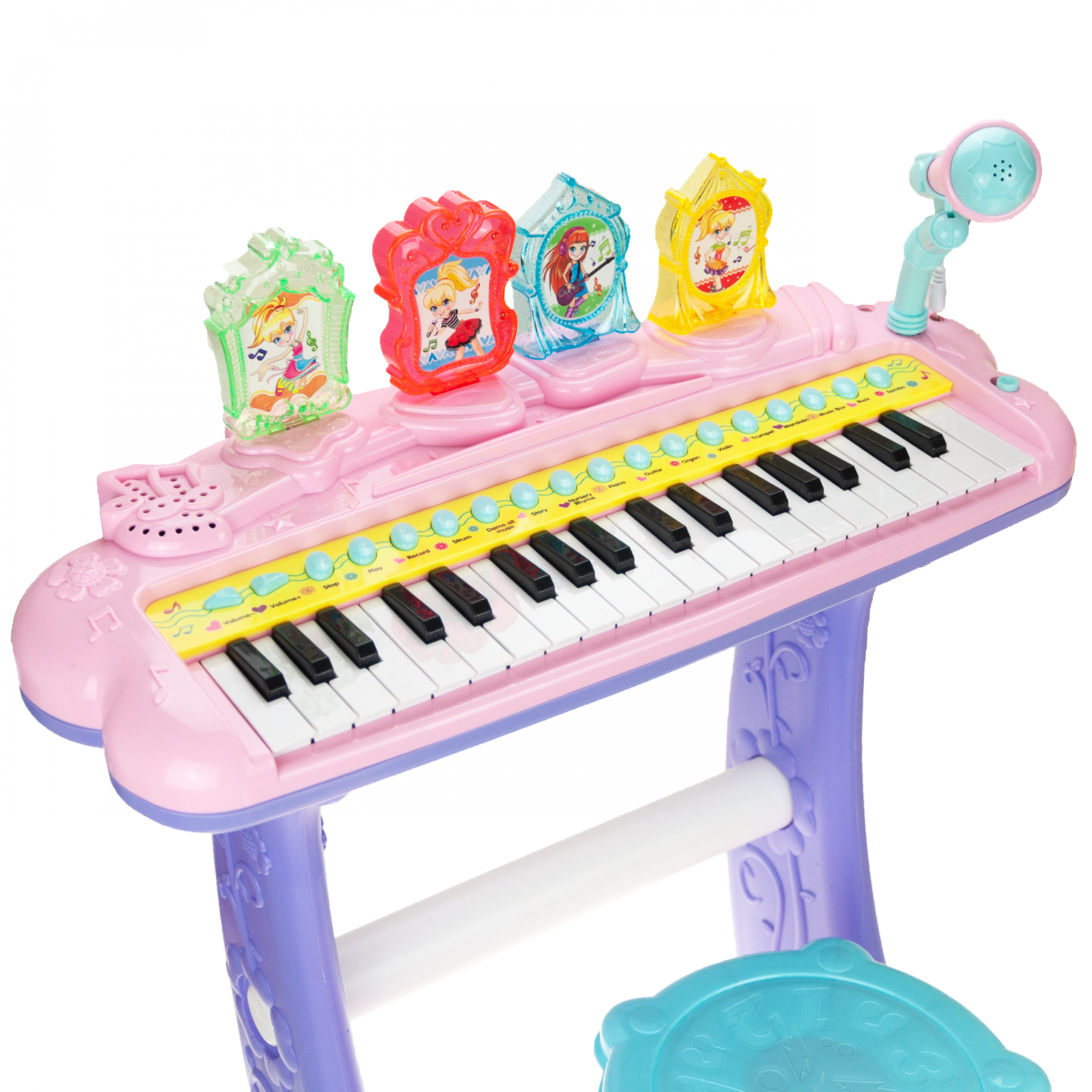 TG55491-1 PIANINKO KEYBOARD DLA DZIECI z TABORETEM i MIKROFONEM muzyka świeci piosenki zdjęcie 4