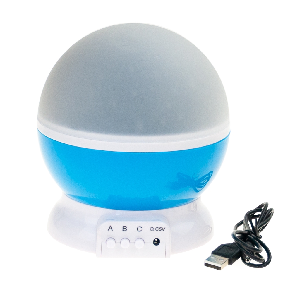 TG56632-3 LAMPKA NOCNA PROJEKTOR GWIAZD NIEBA OBROTOWA 360 NIEBIESKA