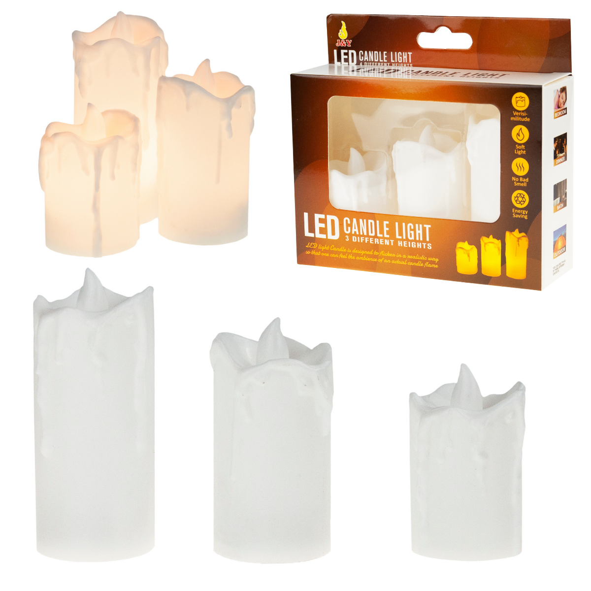 TG59562 ŚWIECZKI LED ZESTAW 3SZT. WKŁAD DO ZNICZA JAK WOSK