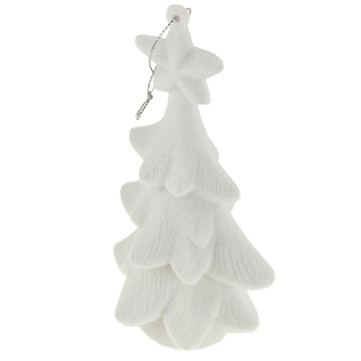 TG61460-1 CHOINKA BIAŁA FIGURKA ZAWIESZKA FLOKOWANA PLUSZOWA BOMBKA